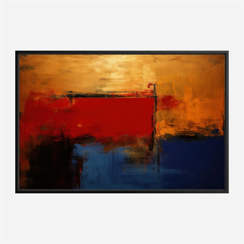 Red Blue & Gold Rothko Style 3 Abstract Art Print