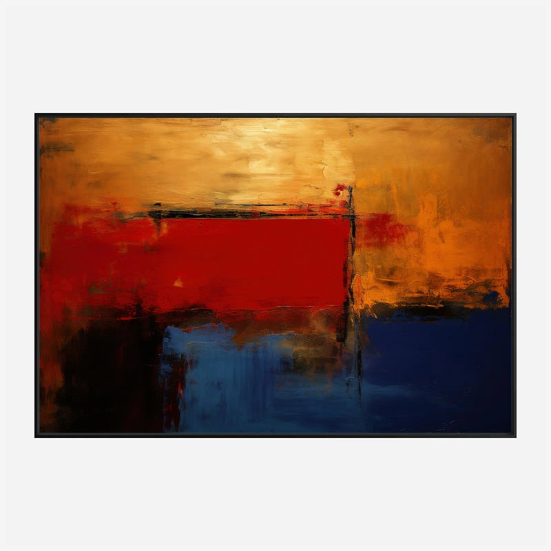 Red Blue & Gold Rothko Style 3 Abstract Art Print