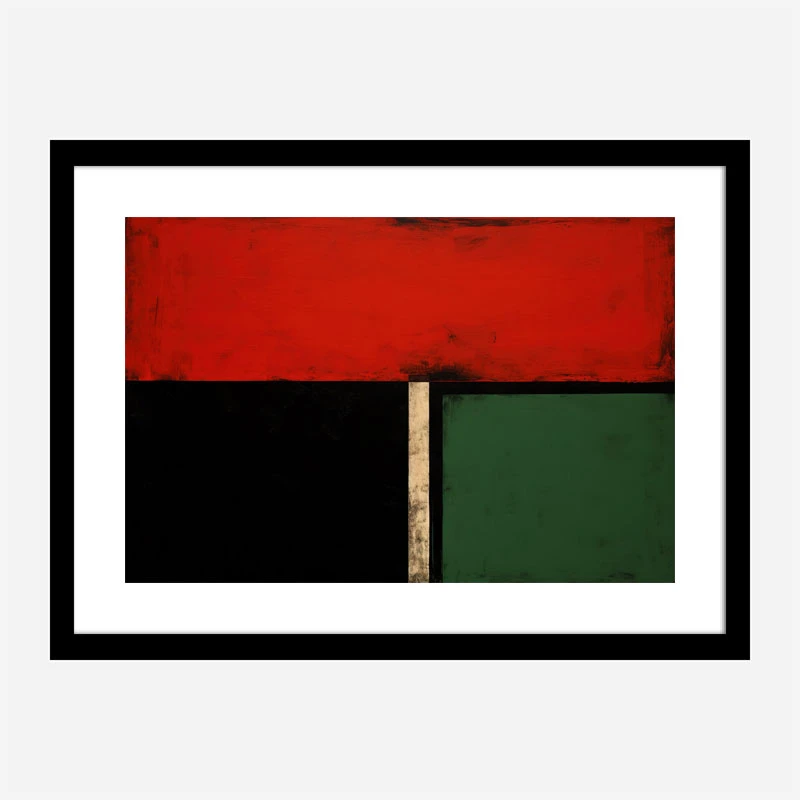 Red Black & Green Rothko Style Abstract Art Print