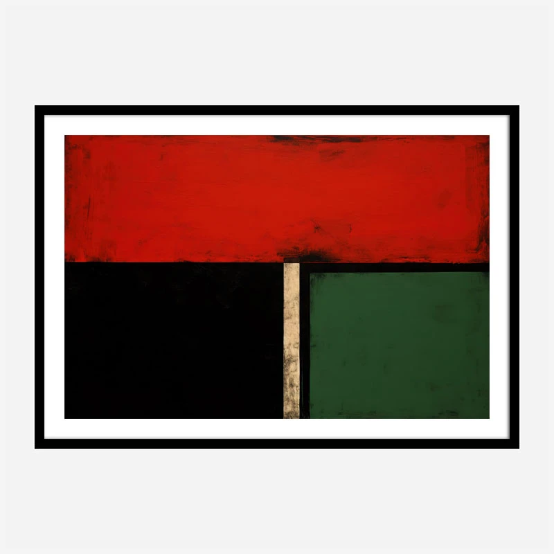 Red Black & Green Rothko Style Abstract Art Print