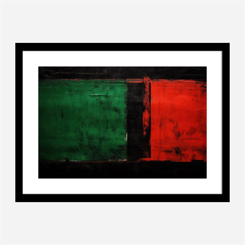 Red Black & Green Rothko Style 2 Abstract Art Print