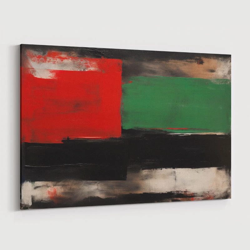 Red Black & Green Rothko Style 3 Abstract Art Print
