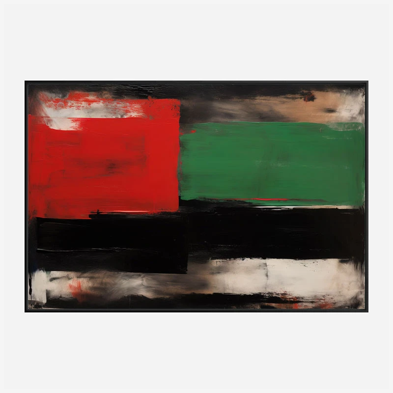 Red Black & Green Rothko Style 3 Abstract Art Print