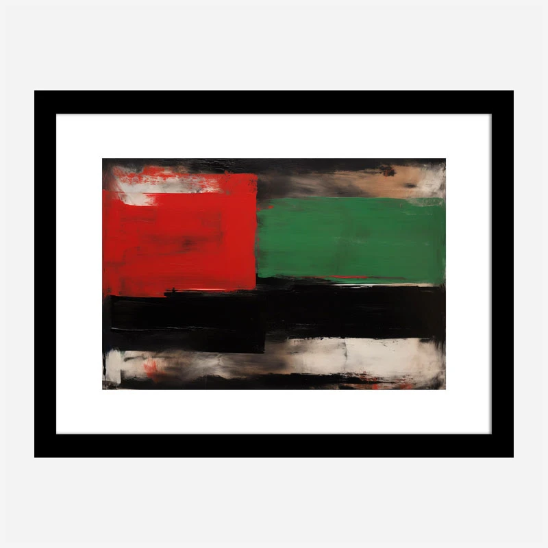 Red Black & Green Rothko Style 3 Abstract Art Print