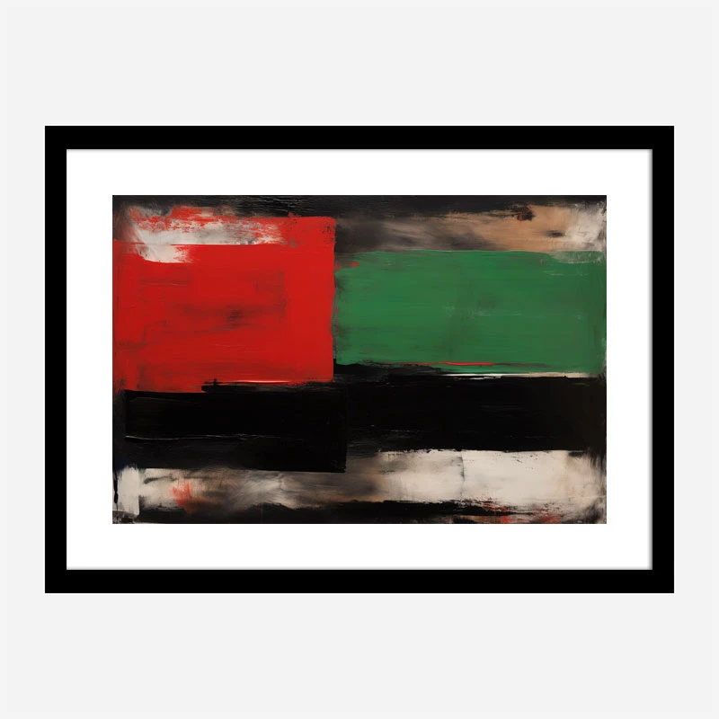Red Black & Green Rothko Style 3 Abstract Art Print