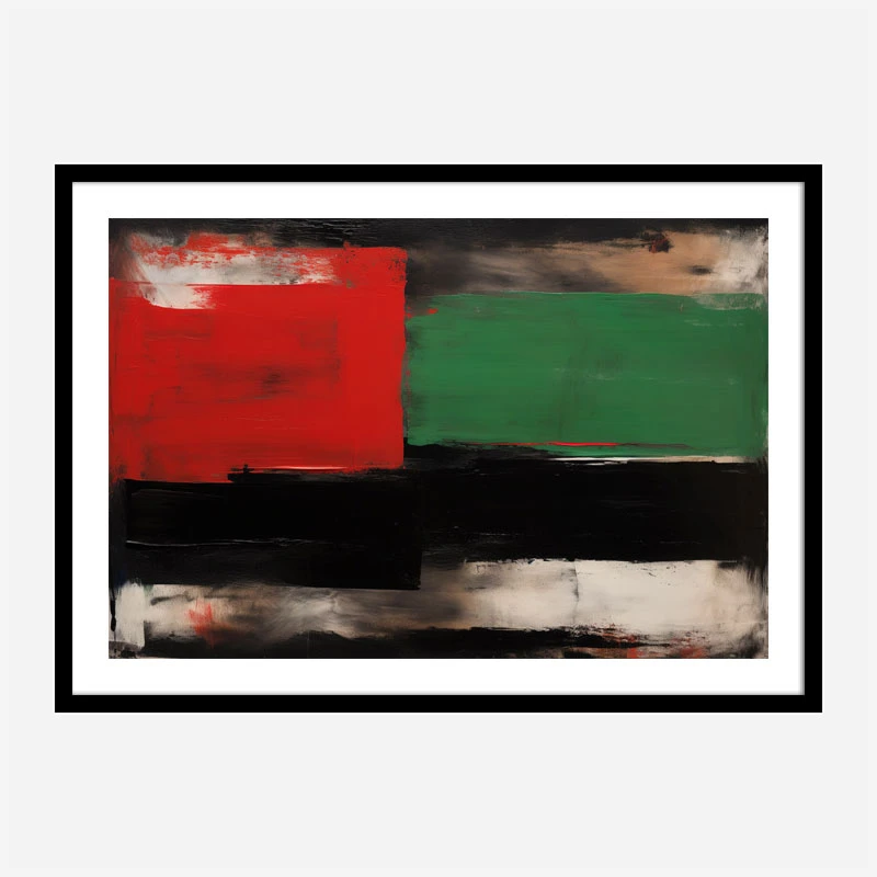Red Black & Green Rothko Style 3 Abstract Art Print