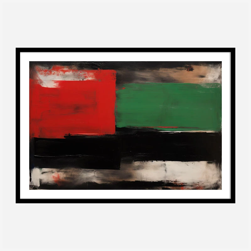 Red Black & Green Rothko Style 3 Abstract Art Print