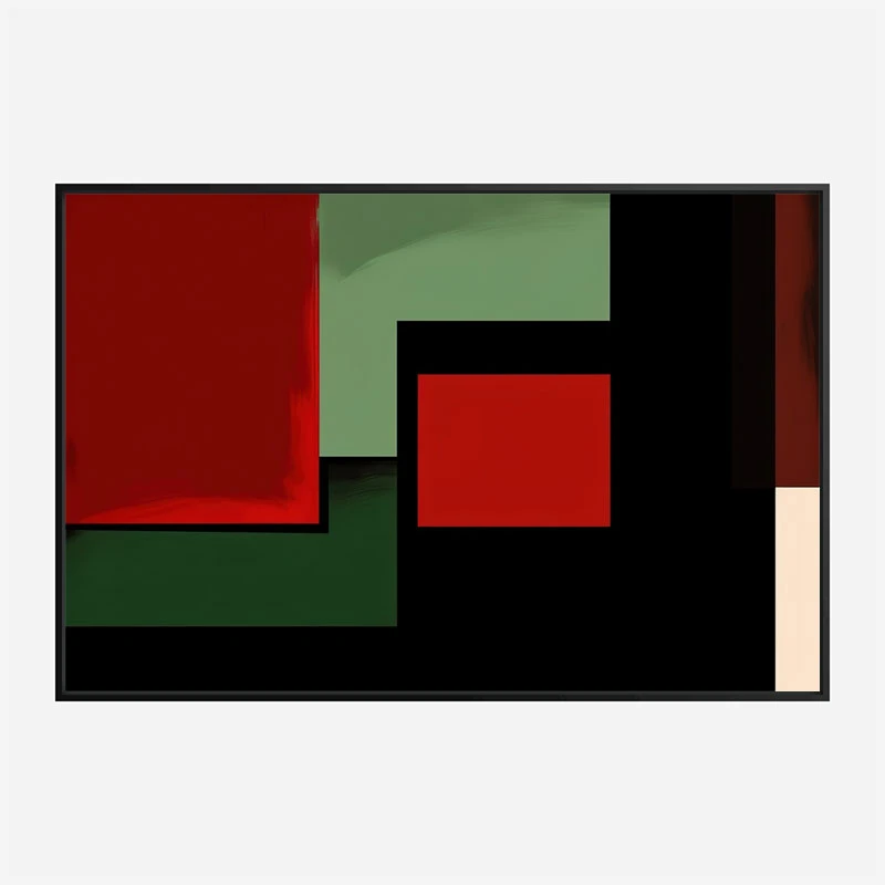 Red Black & Green Rothko Style 4 Abstract Art Print