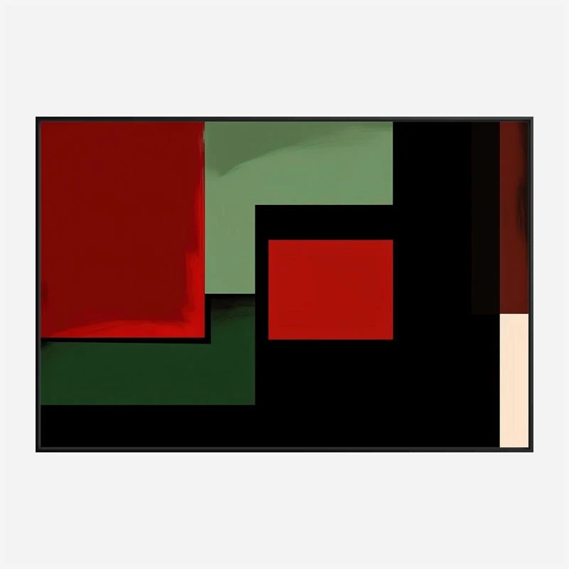 Red Black & Green Rothko Style 4 Abstract Art Print