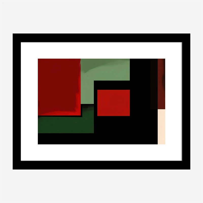 Red Black & Green Rothko Style 4 Abstract Art Print