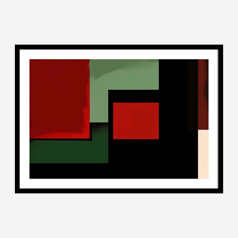 Red Black & Green Rothko Style 4 Abstract Art Print