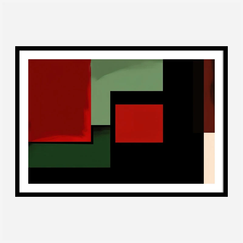 Red Black & Green Rothko Style 4 Abstract Art Print