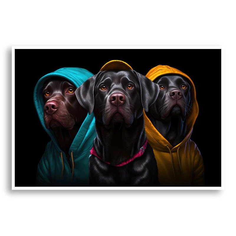Three Labrador Retriever Gangster Dogs
