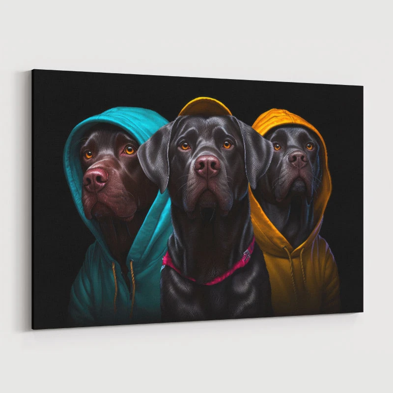 Three Labrador Retriever Gangster Dogs
