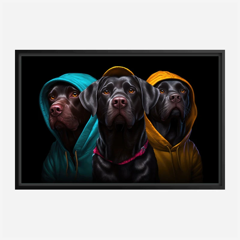 Three Labrador Retriever Gangster Dogs