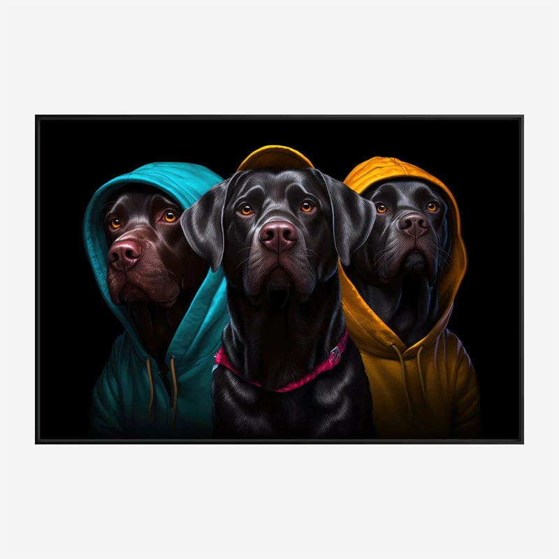 Three Labrador Retriever Gangster Dogs