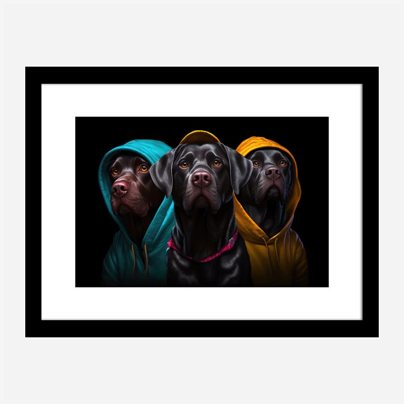 Three Labrador Retriever Gangster Dogs
