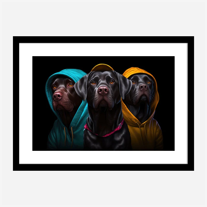 Three Labrador Retriever Gangster Dogs
