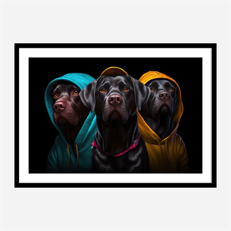 Three Labrador Retriever Gangster Dogs