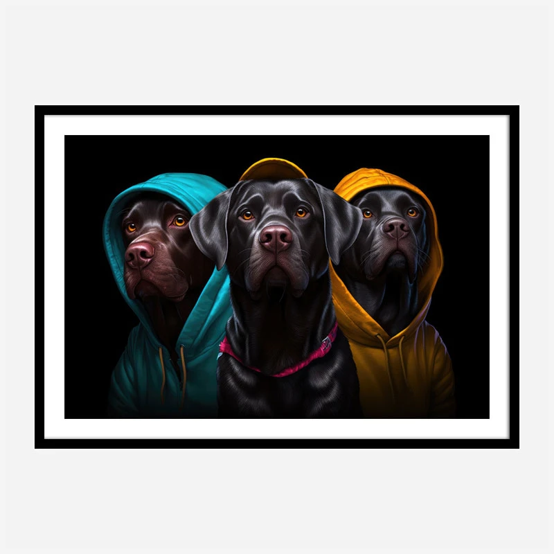 Three Labrador Retriever Gangster Dogs