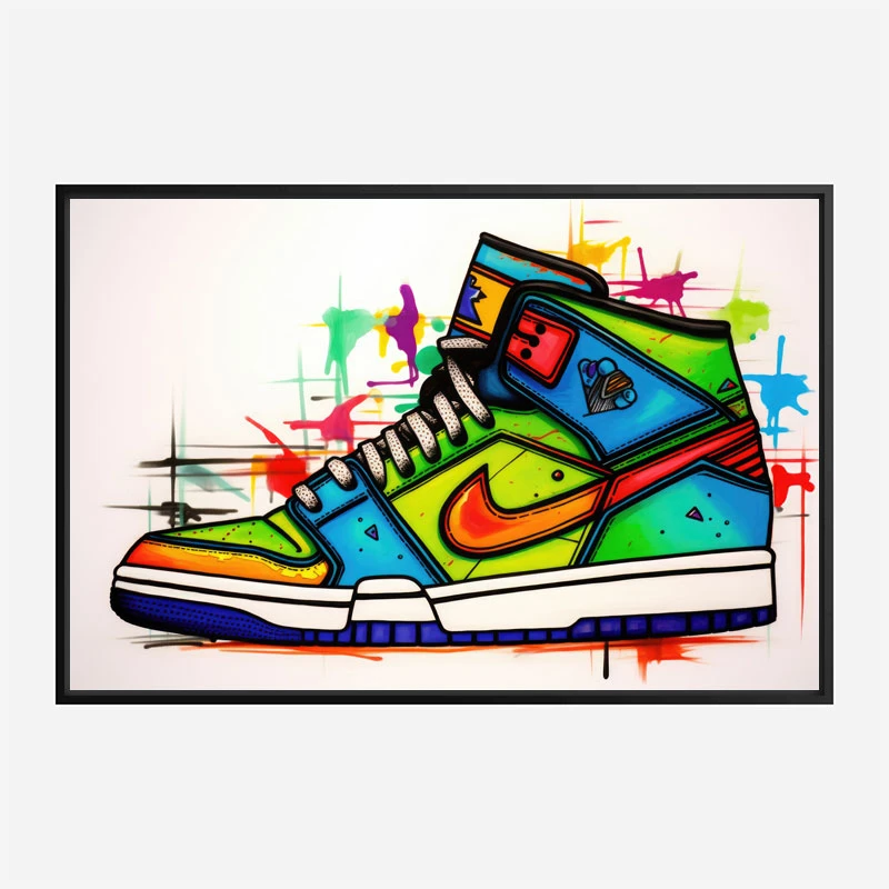 Air Jordon Sneakers Graffiti Style 2 Wall Art