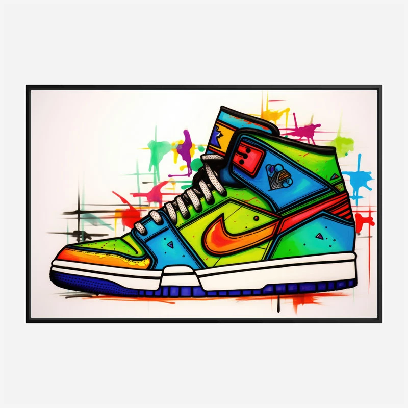 Air Jordon Sneakers Graffiti Style 2 Wall Art
