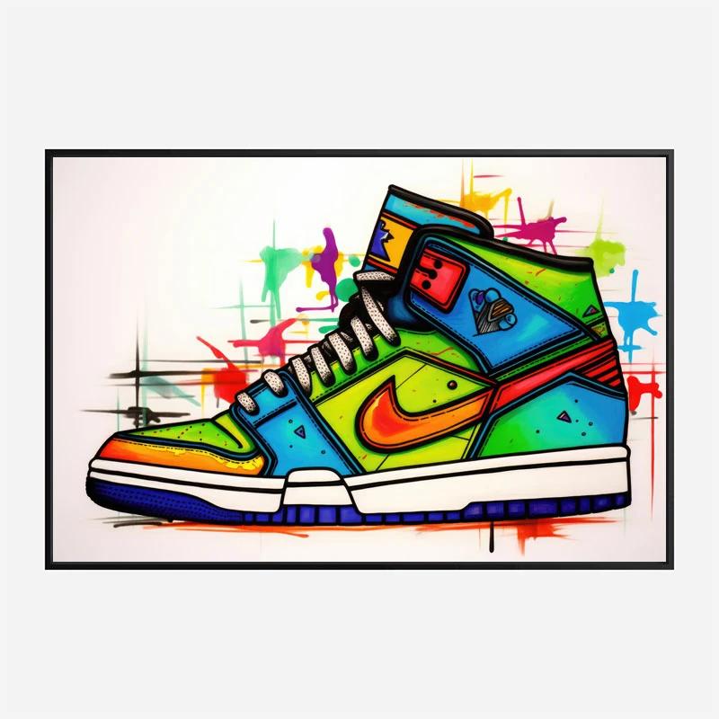 Air Jordon Sneakers Graffiti Style 2 Wall Art