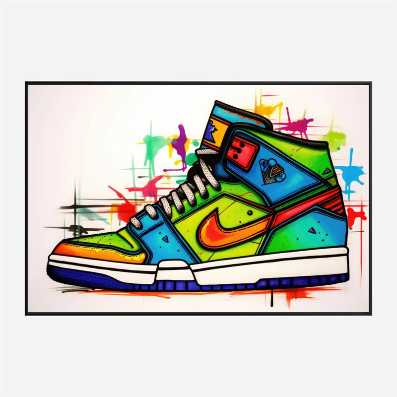 Air Jordon Sneakers Graffiti Style 2 Wall Art
