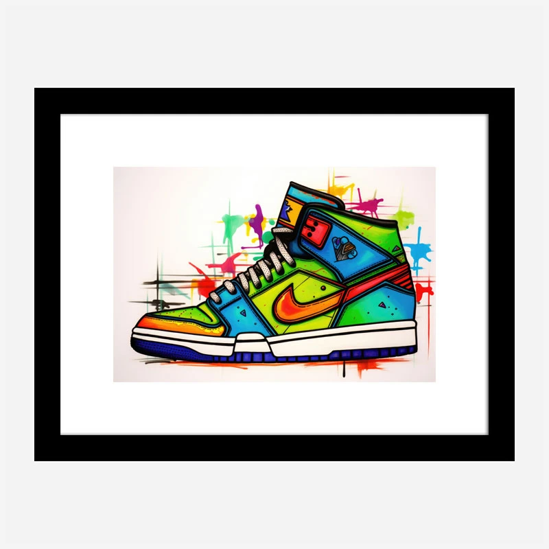 Air Jordon Sneakers Graffiti Style 2 Wall Art