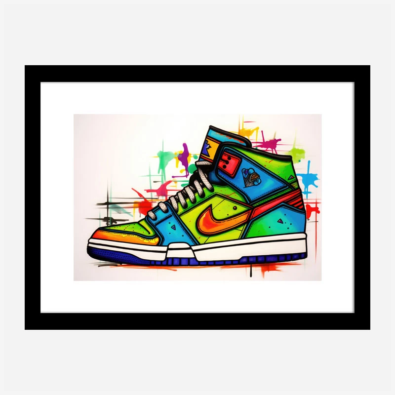 Air Jordon Sneakers Graffiti Style 2 Wall Art