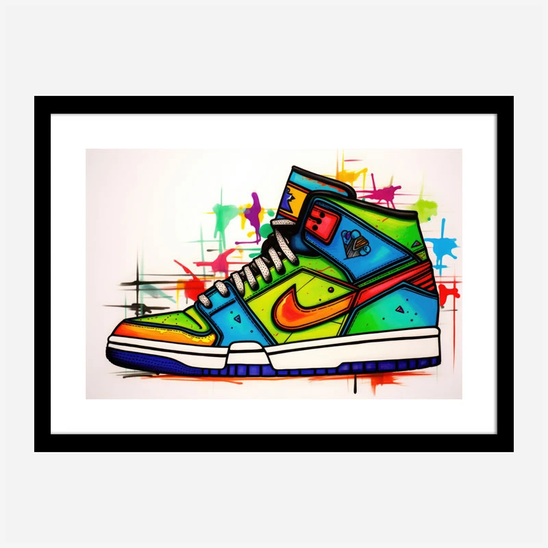 Air Jordon Sneakers Graffiti Style 2 Wall Art