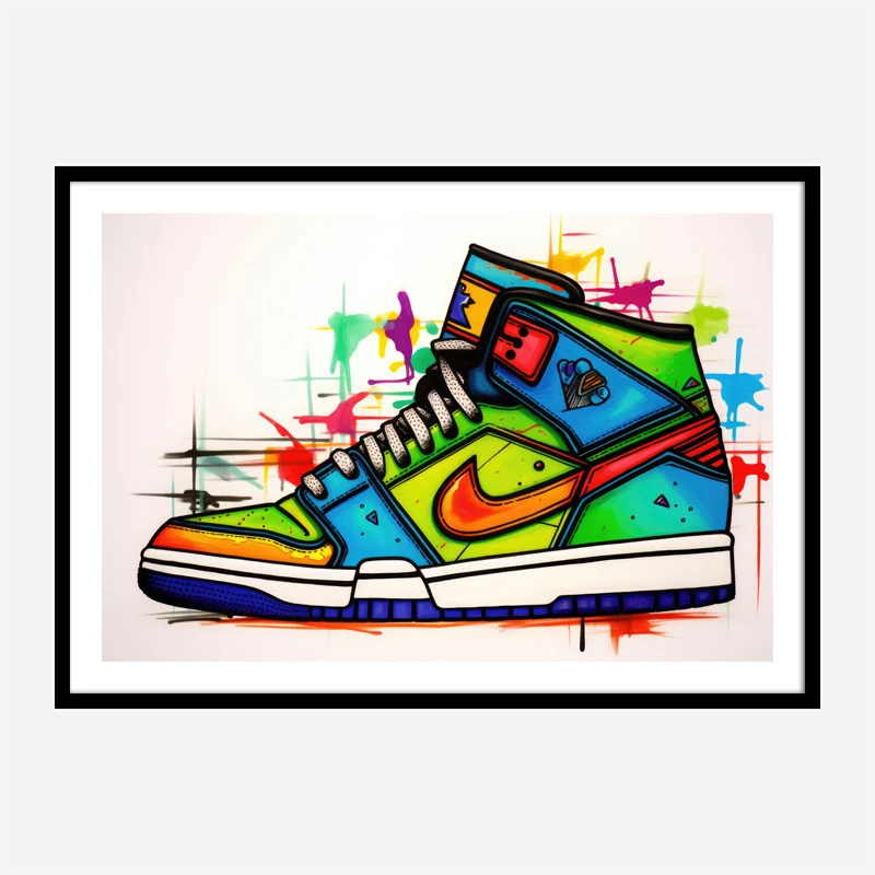 Air Jordon Sneakers Graffiti Style 2 Wall Art