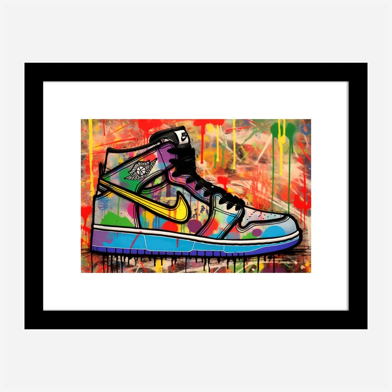 Air Jordon Sneakers Graffiti Style 5 Wall Art