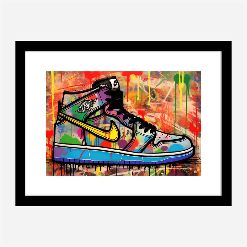 Air Jordon Sneakers Graffiti Style 5 Wall Art
