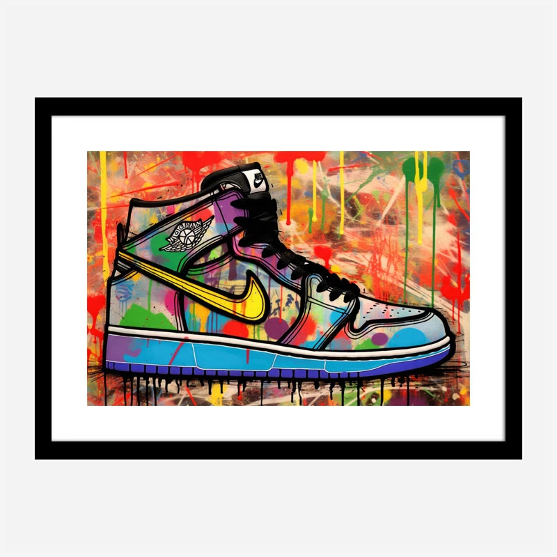 Air Jordon Sneakers Graffiti Style 5 Wall Art