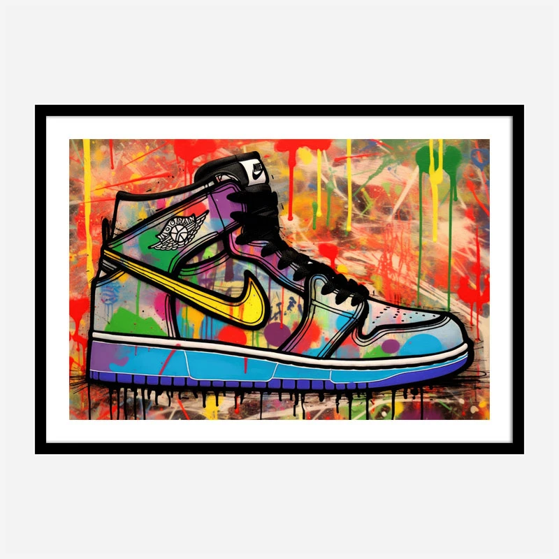Air Jordon Sneakers Graffiti Style 5 Wall Art