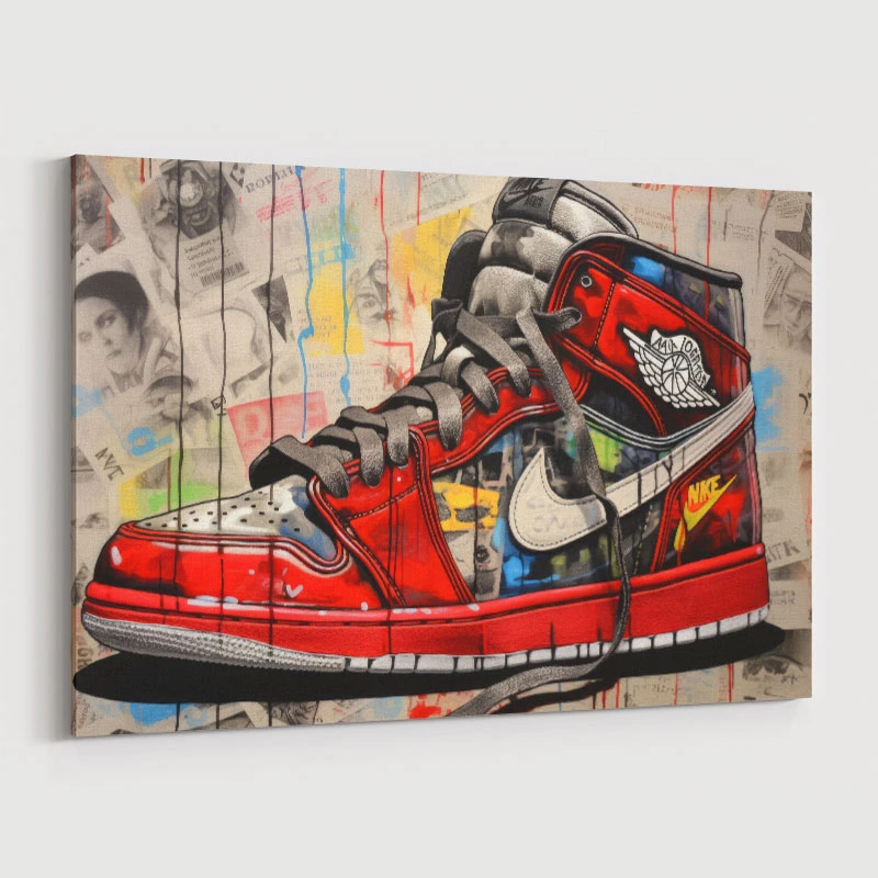 Air Jordon Sneakers Graffiti Style 9 Wall Art