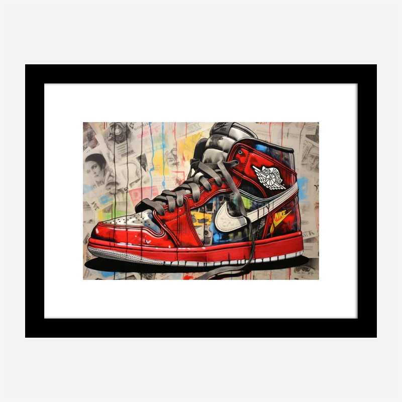 Air Jordon Sneakers Graffiti Style 9 Wall Art