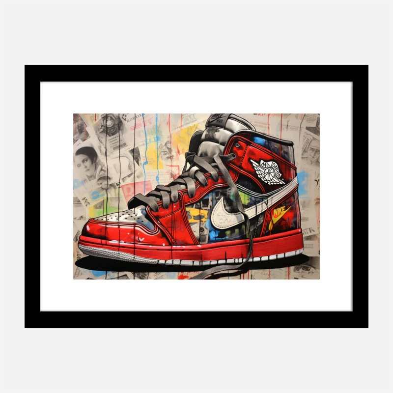 Air Jordon Sneakers Graffiti Style 9 Wall Art