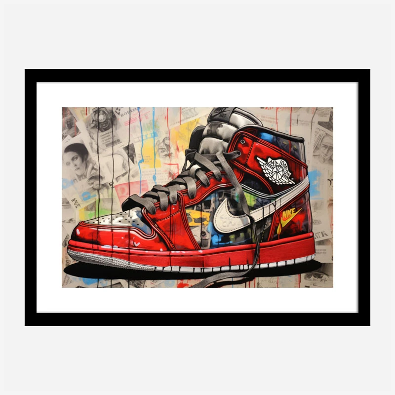 Air Jordon Sneakers Graffiti Style 9 Wall Art