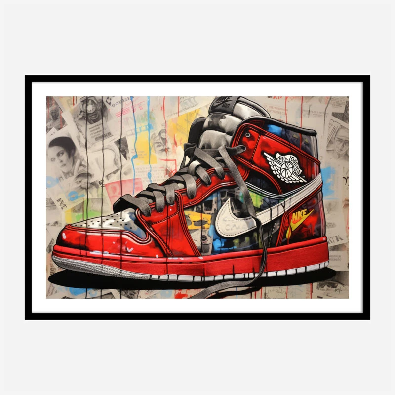 Air Jordon Sneakers Graffiti Style 9 Wall Art