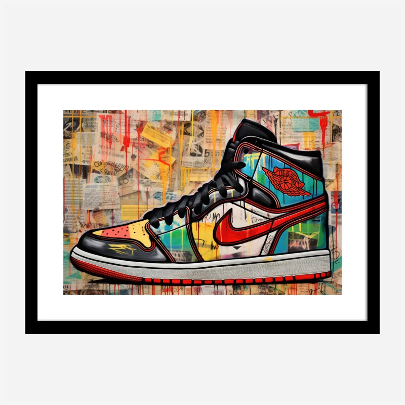 Air Jordon Sneakers Graffiti Style 10 Wall Art