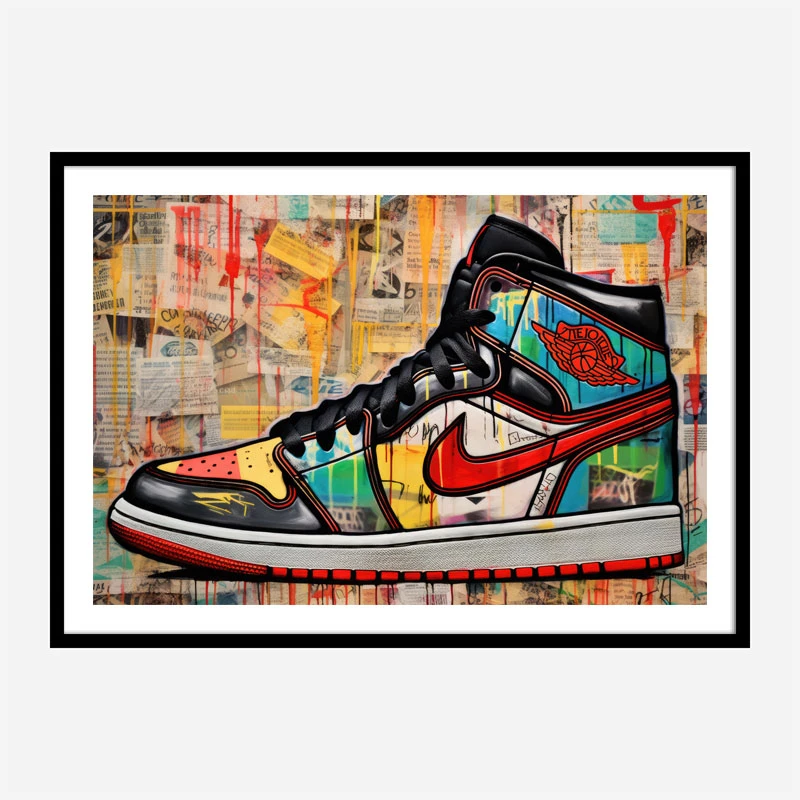 Air Jordon Sneakers Graffiti Style 10 Wall Art