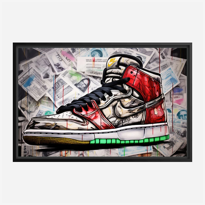 Air Jordon Sneakers Graffiti Style 11 Wall Art
