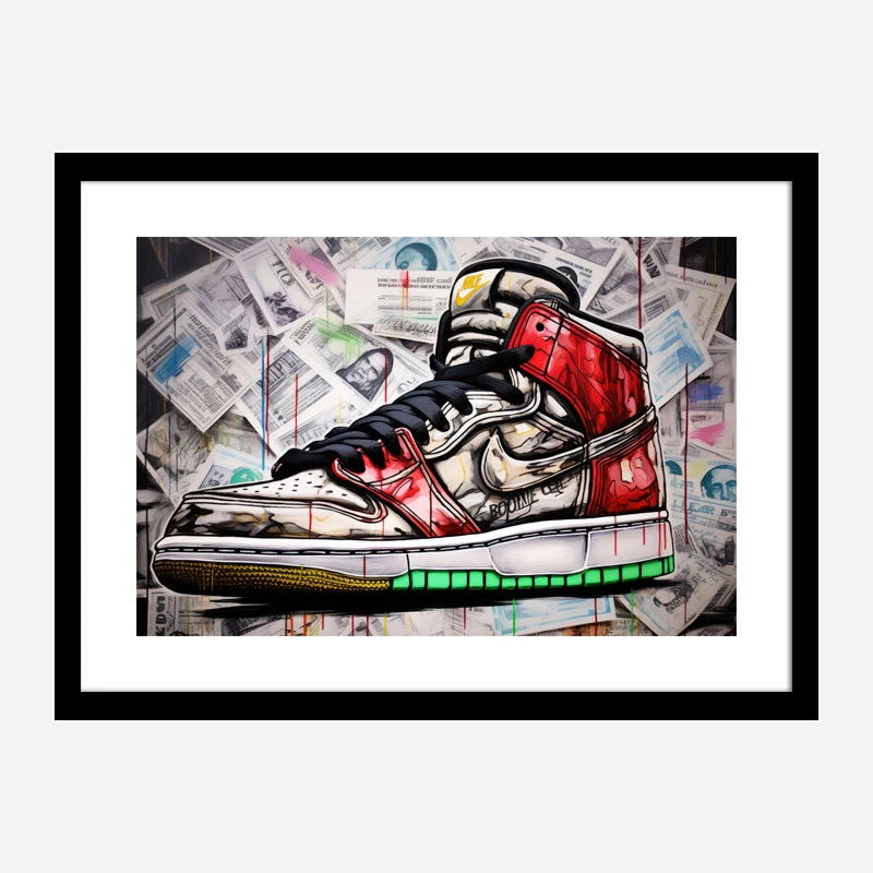 Air Jordon Sneakers Graffiti Style 11 Wall Art
