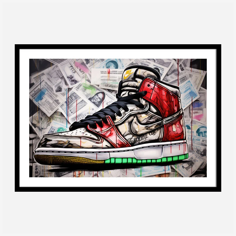Air Jordon Sneakers Graffiti Style 11 Wall Art