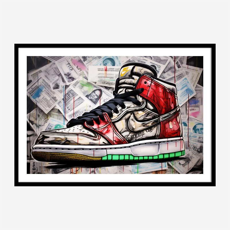 Air Jordon Sneakers Graffiti Style 11 Wall Art