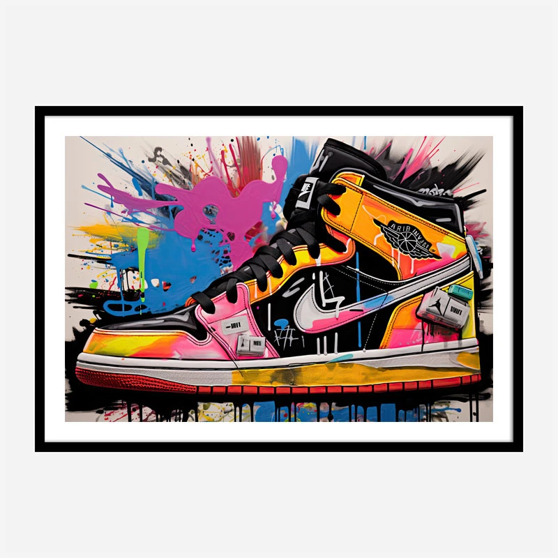 Air Jordon Sneakers Graffiti Style 12 Wall Art
