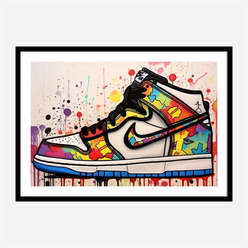 Air Jordon Sneakers Graffiti Style Wall Art