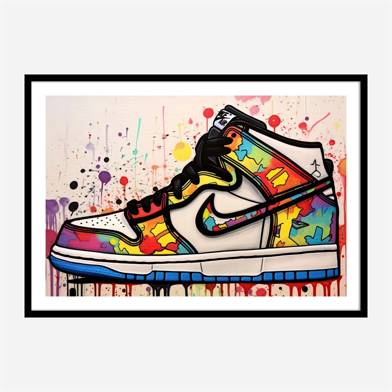 Air Jordon Sneakers Graffiti Style Wall Art
